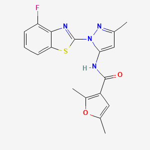 molecular formula C18H15FN4O2S B2713525 N-(1-(4-fluorobenzo[d]thiazol-2-yl)-3-methyl-1H-pyrazol-5-yl)-2,5-dimethylfuran-3-carboxamide CAS No. 1203338-28-6