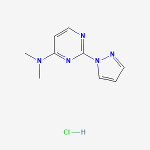molecular formula C9H12ClN5 B2713536 N,N-dimethyl-2-(1H-pyrazol-1-yl)pyrimidin-4-amine hydrochloride CAS No. 2320149-21-9