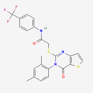 molecular formula C23H18F3N3O2S2 B2713539 2-{[3-(2,4-dimethylphenyl)-4-oxo-3,4-dihydrothieno[3,2-d]pyrimidin-2-yl]sulfanyl}-N-[4-(trifluoromethyl)phenyl]acetamide CAS No. 1260921-98-9