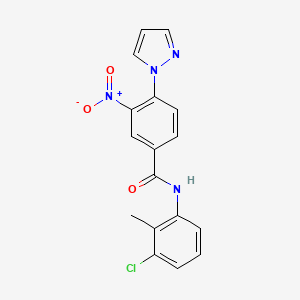 N-(3-chloro-2-methylphenyl)-3-nitro-4-(1H-pyrazol-1-yl)benzenecarboxamide