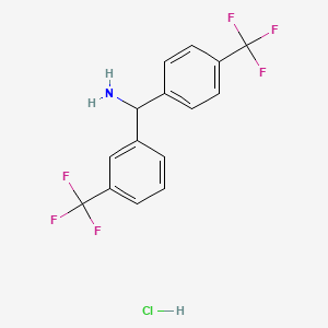 molecular formula C15H12ClF6N B2713557 [3-(Trifluoromethyl)phenyl]-[4-(trifluoromethyl)phenyl]methanamine;hydrochloride CAS No. 2243507-47-1