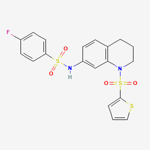 4-fluoro-N-(1-(thiophen-2-ylsulfonyl)-1,2,3,4-tetrahydroquinolin-7-yl)benzenesulfonamide