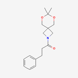 molecular formula C17H23NO3 B2713564 1-(7,7-Dimethyl-6,8-dioxa-2-azaspiro[3.5]nonan-2-yl)-3-phenylpropan-1-one CAS No. 1396717-41-1