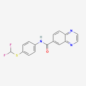 molecular formula C16H11F2N3OS B2713577 N-{4-[(difluoromethyl)sulfanyl]phenyl}quinoxaline-6-carboxamide CAS No. 831179-19-2