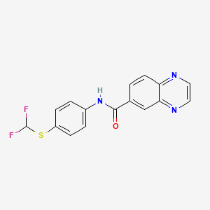 molecular formula C16H11F2N3OS B2713577 N-{4-[(difluoromethyl)thio]phenyl}-6-quinoxalinecarboxamide CAS No. 831179-19-2