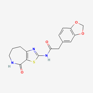 molecular formula C16H15N3O4S B2713581 2-(benzo[d][1,3]dioxol-5-yl)-N-(4-oxo-5,6,7,8-tetrahydro-4H-thiazolo[5,4-c]azepin-2-yl)acetamide CAS No. 1797721-58-4