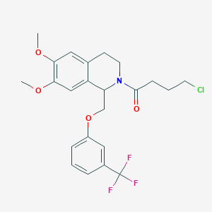 molecular formula C23H25ClF3NO4 B2713582 4-chloro-1-(6,7-dimethoxy-1-((3-(trifluoromethyl)phenoxy)methyl)-3,4-dihydroisoquinolin-2(1H)-yl)butan-1-one CAS No. 486452-14-6