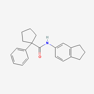 molecular formula C21H23NO B2713584 N-(2,3-dihydro-1H-inden-5-yl)-1-phenylcyclopentane-1-carboxamide CAS No. 1024240-49-0