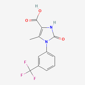 molecular formula C12H9F3N2O3 B2713601 5-Methyl-2-oxo-1-(3-(trifluoromethyl)phenyl)-2,3-dihydro-1H-imidazole-4-carboxylic acid CAS No. 1785764-76-2