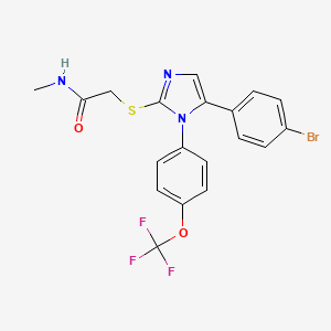 molecular formula C19H15BrF3N3O2S B2713607 2-((5-(4-bromophenyl)-1-(4-(trifluoromethoxy)phenyl)-1H-imidazol-2-yl)thio)-N-methylacetamide CAS No. 1226444-00-3