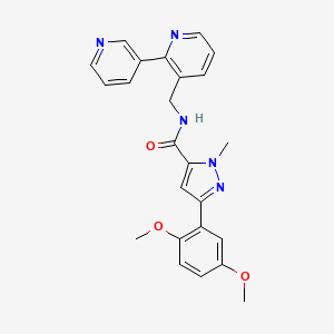 molecular formula C24H23N5O3 B2713608 N-([2,3'-bipyridin]-3-ylmethyl)-3-(2,5-dimethoxyphenyl)-1-methyl-1H-pyrazole-5-carboxamide CAS No. 2034563-10-3