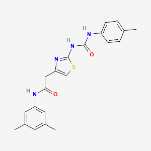 molecular formula C21H22N4O2S B2713616 N-(3,5-dimethylphenyl)-2-(2-(3-(p-tolyl)ureido)thiazol-4-yl)acetamide CAS No. 921499-14-1