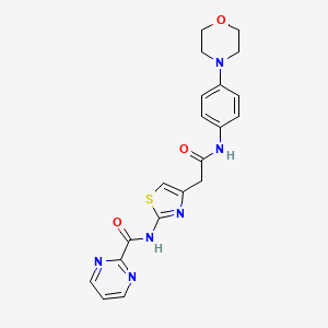 B2713621 N-(4-(2-((4-morpholinophenyl)amino)-2-oxoethyl)thiazol-2-yl)pyrimidine-2-carboxamide CAS No. 1286705-33-6