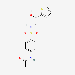 molecular formula C14H16N2O4S2 B2713622 N-(4-(N-(2-hydroxy-2-(thiophen-2-yl)ethyl)sulfamoyl)phenyl)acetamide CAS No. 1396848-12-6