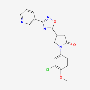 molecular formula C18H15ClN4O3 B2713626 1-(3-Chloro-4-methoxyphenyl)-4-(3-(pyridin-3-yl)-1,2,4-oxadiazol-5-yl)pyrrolidin-2-one CAS No. 941962-55-6