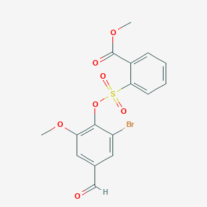 molecular formula C16H13BrO7S B2713629 Methyl 2-(2-bromo-4-formyl-6-methoxyphenoxy)sulfonylbenzoate CAS No. 737813-39-7