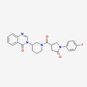 molecular formula C24H23FN4O3 B2713631 3-(1-(1-(4-氟苯基)-5-氧代吡咯啉-3-甲酰基)哌啶-3-基)喹唑啉-4(3H)-酮 CAS No. 2034462-54-7