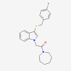 molecular formula C23H25FN2OS B2713633 1-(2-azepan-1-yl-2-oxoethyl)-3-[(4-fluorobenzyl)thio]-1H-indole CAS No. 878054-68-3