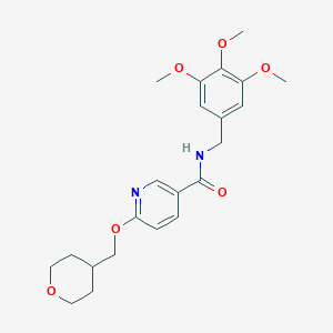 molecular formula C22H28N2O6 B2713640 6-((tetrahydro-2H-pyran-4-yl)methoxy)-N-(3,4,5-trimethoxybenzyl)nicotinamide CAS No. 2034448-75-2