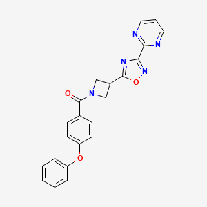 molecular formula C22H17N5O3 B2713645 (4-Phenoxyphenyl)(3-(3-(pyrimidin-2-yl)-1,2,4-oxadiazol-5-yl)azetidin-1-yl)methanone CAS No. 1327574-56-0