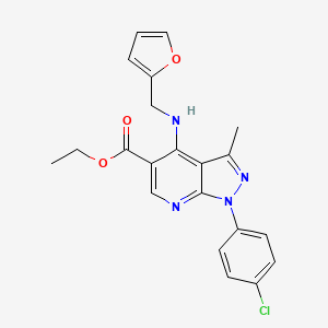 molecular formula C21H19ClN4O3 B2713663 ethyl 1-(4-chlorophenyl)-4-[(2-furylmethyl)amino]-3-methyl-1H-pyrazolo[3,4-b]pyridine-5-carboxylate CAS No. 866133-59-7