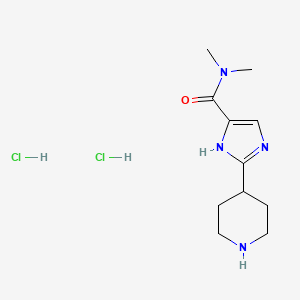 molecular formula C11H20Cl2N4O B2713676 N,N-dimethyl-2-(piperidin-4-yl)-1H-imidazole-4-carboxamide dihydrochloride CAS No. 2137677-04-2