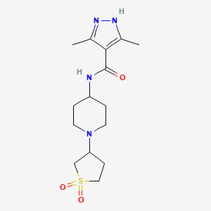 molecular formula C15H24N4O3S B2713685 N-(1-(1,1-dioxidotetrahydrothiophen-3-yl)piperidin-4-yl)-3,5-dimethyl-1H-pyrazole-4-carboxamide CAS No. 2034200-79-6
