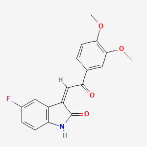 B2713688 (3Z)-3-[2-(3,4-dimethoxyphenyl)-2-oxoethylidene]-5-fluoro-1,3-dihydro-2H-indol-2-one CAS No. 1146930-22-4
