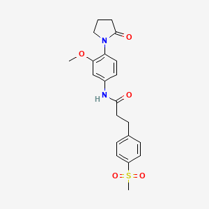 molecular formula C21H24N2O5S B2713700 N-(3-methoxy-4-(2-oxopyrrolidin-1-yl)phenyl)-3-(4-(methylsulfonyl)phenyl)propanamide CAS No. 2034243-54-2