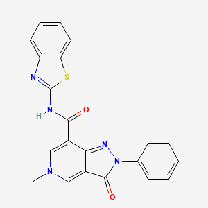 molecular formula C21H15N5O2S B2713719 N-(1,3-benzothiazol-2-yl)-5-methyl-3-oxo-2-phenyl-2H,3H,5H-pyrazolo[4,3-c]pyridine-7-carboxamide CAS No. 921880-45-7