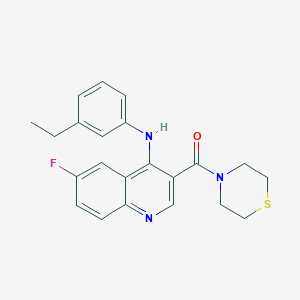 molecular formula C22H22FN3OS B2713740 N-(3-ETHYLPHENYL)-6-FLUORO-3-(THIOMORPHOLINE-4-CARBONYL)QUINOLIN-4-AMINE CAS No. 1359125-69-1