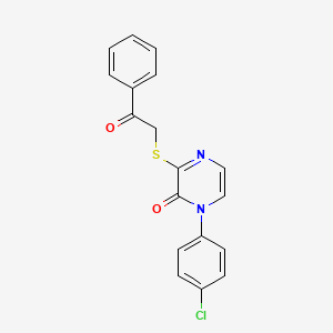 1-(4-chlorophenyl)-3-((2-oxo-2-phenylethyl)thio)pyrazin-2(1H)-one