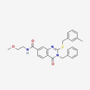 3-benzyl-N-(2-methoxyethyl)-2-((3-methylbenzyl)thio)-4-oxo-3,4-dihydroquinazoline-7-carboxamide
