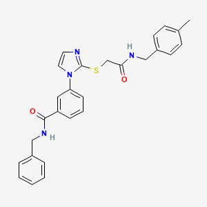molecular formula C27H26N4O2S B2713790 N-benzyl-3-{2-[({[(4-methylphenyl)methyl]carbamoyl}methyl)sulfanyl]-1H-imidazol-1-yl}benzamide CAS No. 1115403-44-5