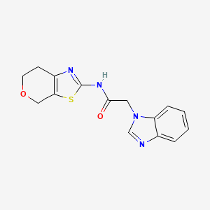 molecular formula C15H14N4O2S B2713816 2-(1H-benzo[d]imidazol-1-yl)-N-(6,7-dihydro-4H-pyrano[4,3-d]thiazol-2-yl)acetamide CAS No. 1421523-32-1