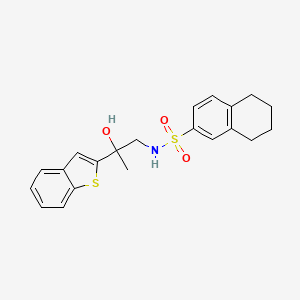 molecular formula C21H23NO3S2 B2713845 N-[2-(1-benzothiophen-2-yl)-2-hydroxypropyl]-5,6,7,8-tetrahydronaphthalene-2-sulfonamide CAS No. 2034604-49-2