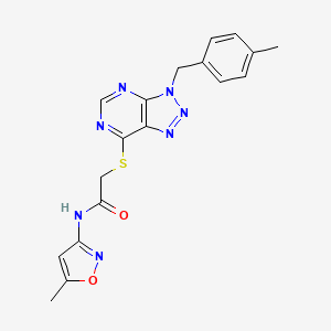 molecular formula C18H17N7O2S B2713867 N-(5-methyl-1,2-oxazol-3-yl)-2-({3-[(4-methylphenyl)methyl]-3H-[1,2,3]triazolo[4,5-d]pyrimidin-7-yl}sulfanyl)acetamide CAS No. 896678-17-4