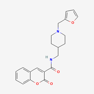 molecular formula C21H22N2O4 B2713892 N-((1-(furan-2-ylmethyl)piperidin-4-yl)methyl)-2-oxo-2H-chromene-3-carboxamide CAS No. 954021-41-1