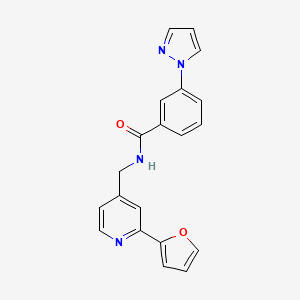 molecular formula C20H16N4O2 B2713893 N-((2-(furan-2-yl)pyridin-4-yl)methyl)-3-(1H-pyrazol-1-yl)benzamide CAS No. 2034547-52-7