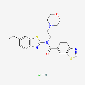 molecular formula C23H25ClN4O2S2 B2713897 N-(6-ethylbenzo[d]thiazol-2-yl)-N-(2-morpholinoethyl)benzo[d]thiazole-6-carboxamide hydrochloride CAS No. 1323338-65-3