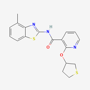 molecular formula C18H17N3O2S2 B2713921 N-(4-methyl-1,3-benzothiazol-2-yl)-2-(thiolan-3-yloxy)pyridine-3-carboxamide CAS No. 2034430-96-9