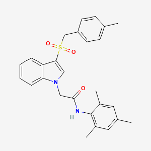 molecular formula C27H28N2O3S B2714011 2-{3-[(4-methylphenyl)methanesulfonyl]-1H-indol-1-yl}-N-(2,4,6-trimethylphenyl)acetamide CAS No. 878063-88-8