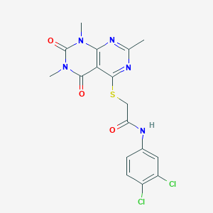 molecular formula C17H15Cl2N5O3S B2714022 N-(3,4-dichlorophenyl)-2-((2,6,8-trimethyl-5,7-dioxo-5,6,7,8-tetrahydropyrimido[4,5-d]pyrimidin-4-yl)thio)acetamide CAS No. 852168-16-2