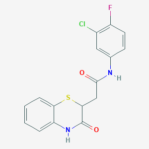 molecular formula C16H12ClFN2O2S B2714028 N-(3-chloro-4-fluorophenyl)-2-(3-oxo-3,4-dihydro-2H-1,4-benzothiazin-2-yl)acetamide CAS No. 500107-05-1