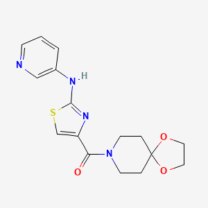 molecular formula C16H18N4O3S B2714041 (2-(Pyridin-3-ylamino)thiazol-4-yl)(1,4-dioxa-8-azaspiro[4.5]decan-8-yl)methanone CAS No. 1286727-07-8