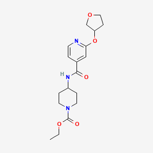 molecular formula C18H25N3O5 B2714074 ethyl 4-[2-(oxolan-3-yloxy)pyridine-4-amido]piperidine-1-carboxylate CAS No. 1903626-35-6
