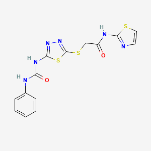 2-((5-(3-phenylureido)-1,3,4-thiadiazol-2-yl)thio)-N-(thiazol-2-yl)acetamide