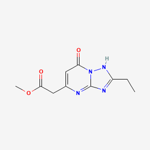 molecular formula C10H12N4O3 B2714155 Methyl 2-(2-ethyl-7-oxo-1,7-dihydro-[1,2,4]triazolo[1,5-a]pyrimidin-5-yl)acetate CAS No. 908498-20-4