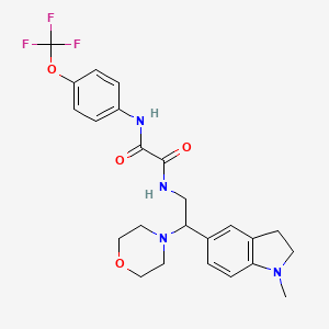 molecular formula C24H27F3N4O4 B2714174 N1-(2-(1-methylindolin-5-yl)-2-morpholinoethyl)-N2-(4-(trifluoromethoxy)phenyl)oxalamide CAS No. 921924-47-2