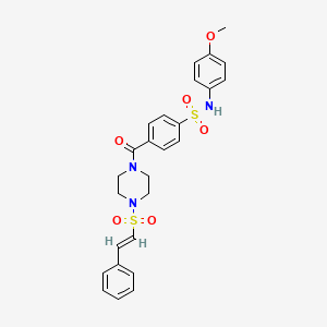 molecular formula C26H27N3O6S2 B2714206 N-(4-methoxyphenyl)-4-[4-[(E)-2-phenylethenyl]sulfonylpiperazine-1-carbonyl]benzenesulfonamide CAS No. 744260-00-2